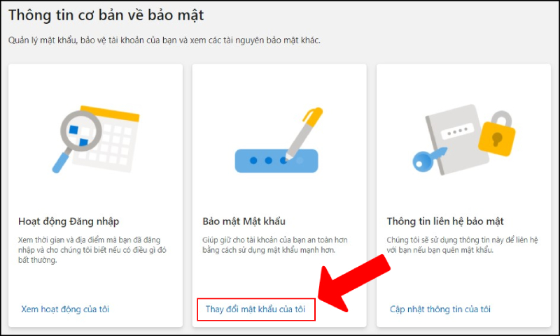 Chọn thay đổi mật khẩu